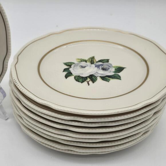 Castleton York Rose 10 Salad Plates  1950\'s Made In USA